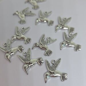 Hummingbird Charms in Silver Allow.  10 of These Cute Charms